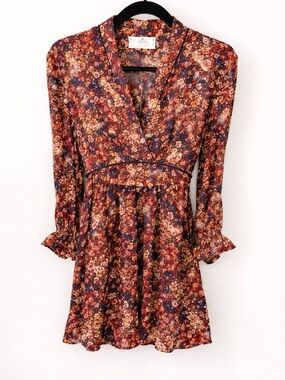 BA&SH Giani Mini Dress - Floral Bordeaux